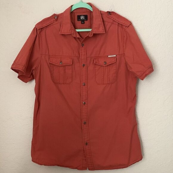 Rock Republic Cotton Short Sleeve Button Down Shirt Men’s Size L - Picture 1 of 9